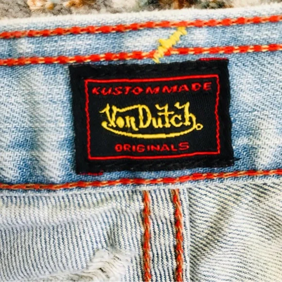 Von Dutch Light Blue Distressed Flare Jeans - Picture 16 of 16